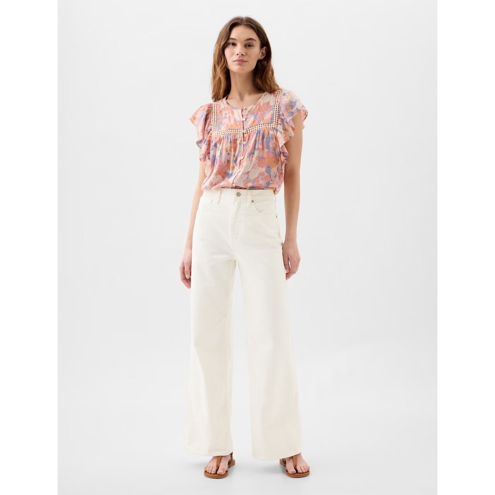 New Gap Jeans Size 16 High Rise Wide Leg Relaxed Off‎ White 885158 Trendy 2024